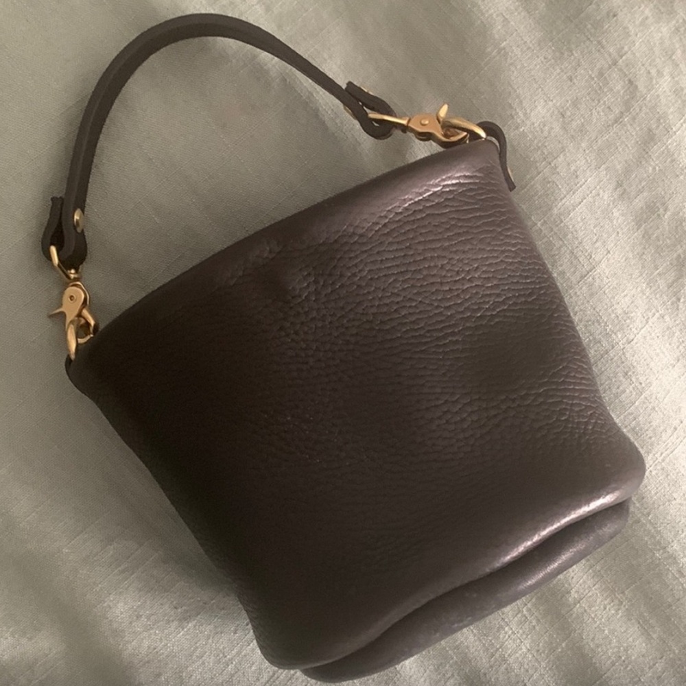 Tree Fairfax Pebbled Black Leather Mini Bucket Bag